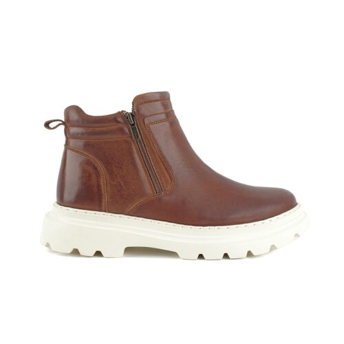 Men's Modern Chelsea Style Double Zip Leather Platform Boots