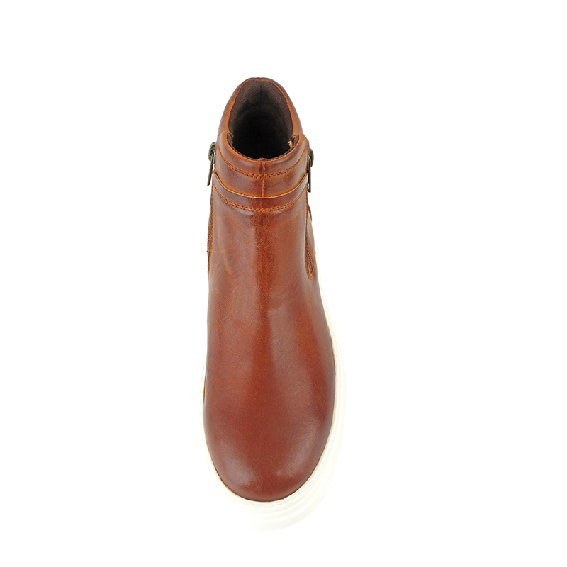 Men's Modern Chelsea Style Double Zip Leather Platform Boots