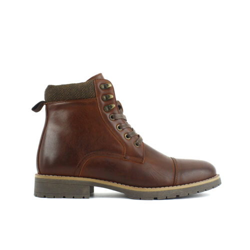 Men's Tweed‑Cuff Cap‑Toe Leather Ankle Boot | OEM ODM Custom Men Boots