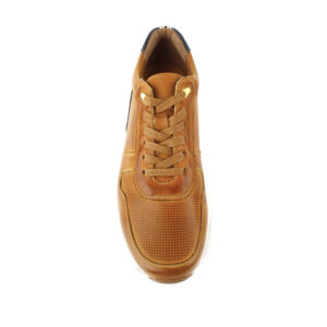 Zapatillas deportivas casuales de cuero de grano completo color beige para hombre