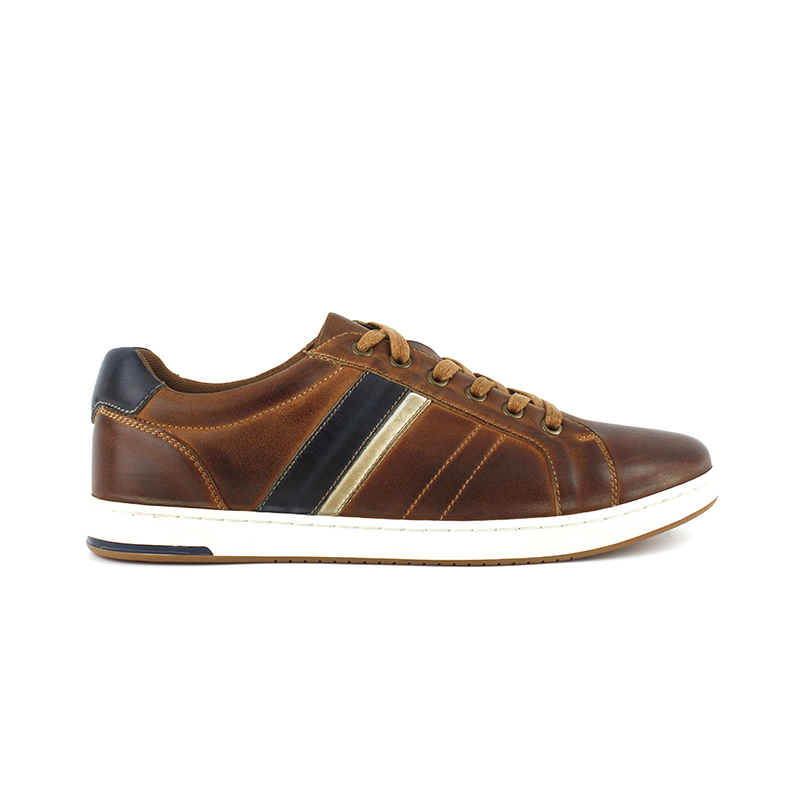 Baskets décontractées basses en cuir marron bruni pour homme