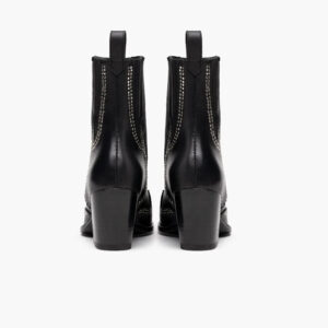 Studded Western Ankle Cowboy Boots | Premium Leather Pointed Toe Block Heel Boots for Women