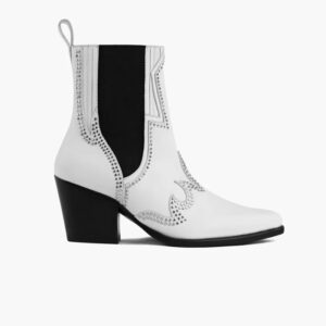 Studded Western Ankle Cowboy Boots | Premium Leather Pointed Toe Block Heel Boots for Women