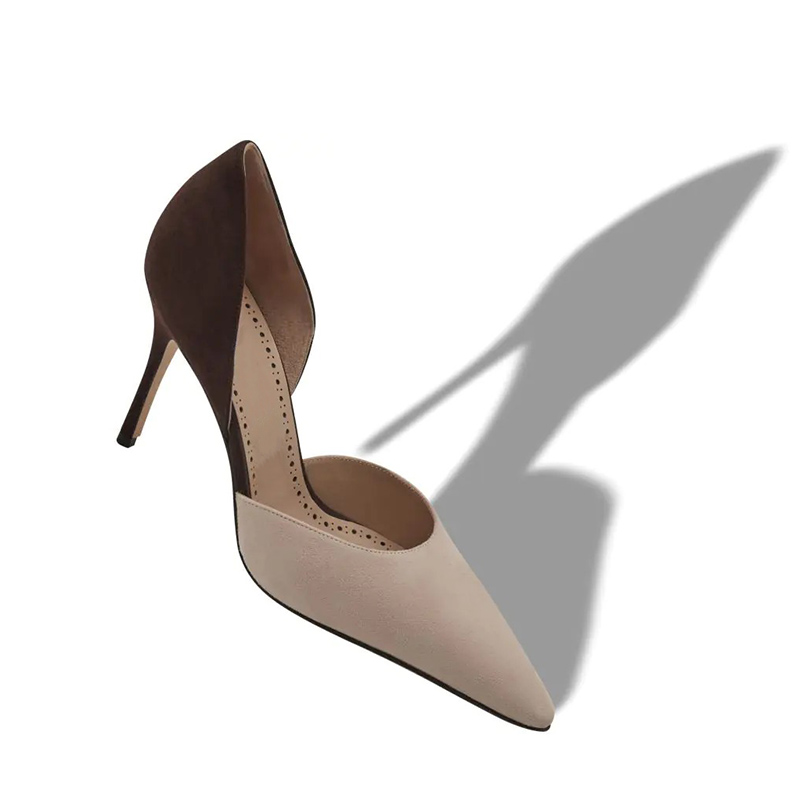 Two Tone D'Orsay Pointed Toe Stiletto Heels | Suede High Heel Pumps for Women