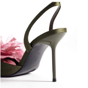 Organza Flower Tie Leg High Heel Sandals