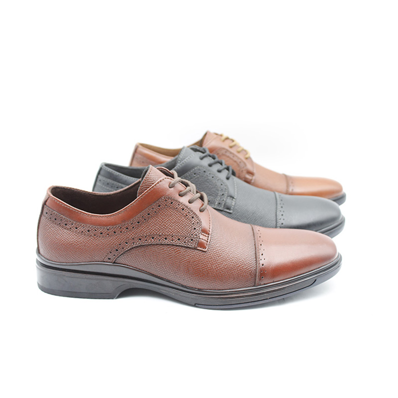 Men's Perforated Cap Toe Leather Oxford Formal Shoes