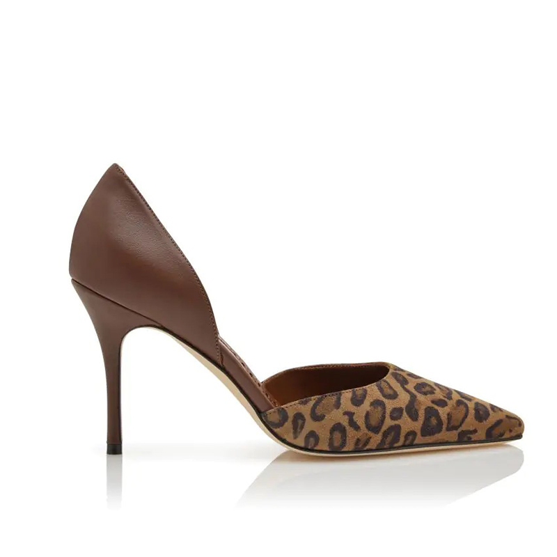 Leopard Print D'Orsay Pointed Toe Stiletto Pumps | Two Tone Animal Print High Heel Dress Shoes for Women