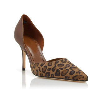 Leopard Print D'Orsay Pointed Toe Stiletto Pumps | Two Tone Animal Print High Heel Dress Shoes for Women