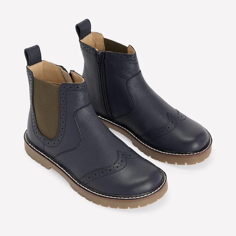 Kids Brogue Chelsea Leather Boots