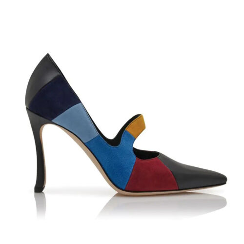 Multicoloured Suede Mary Jane Pumps