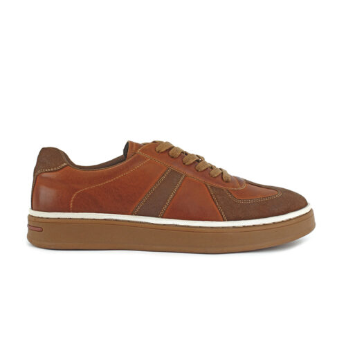 Men Burnished Leather Suede Retro Court Style Casual Trainers