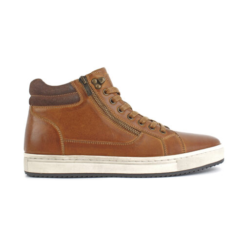Men's Vintage Tan Leather High Cut Casual Trainers