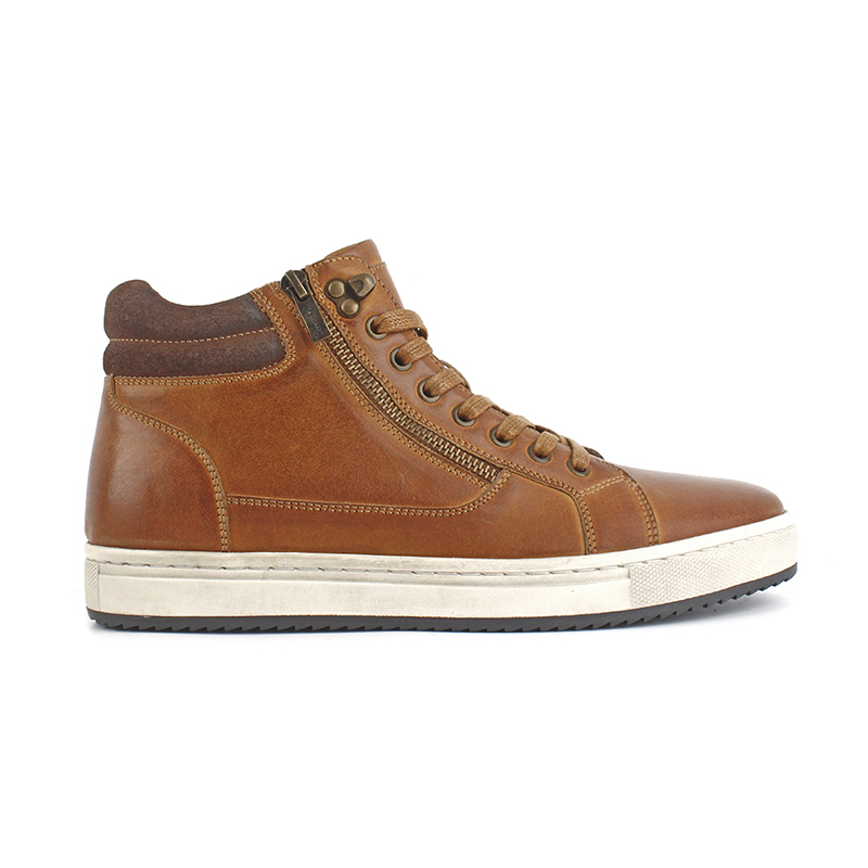 Men's Vintage Tan Leather High Cut Casual Trainers