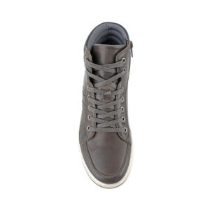 Tenis de caña alta para hombre de cuero desgastado con cremallera lateral