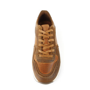 Zapatillas deportivas retro de caña baja de cuero perforado para hombre