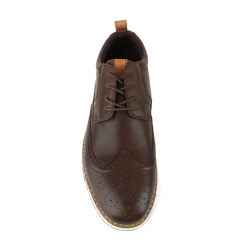 Zapatos derby casuales híbridos de cuero marrón con diseño brogue para hombre