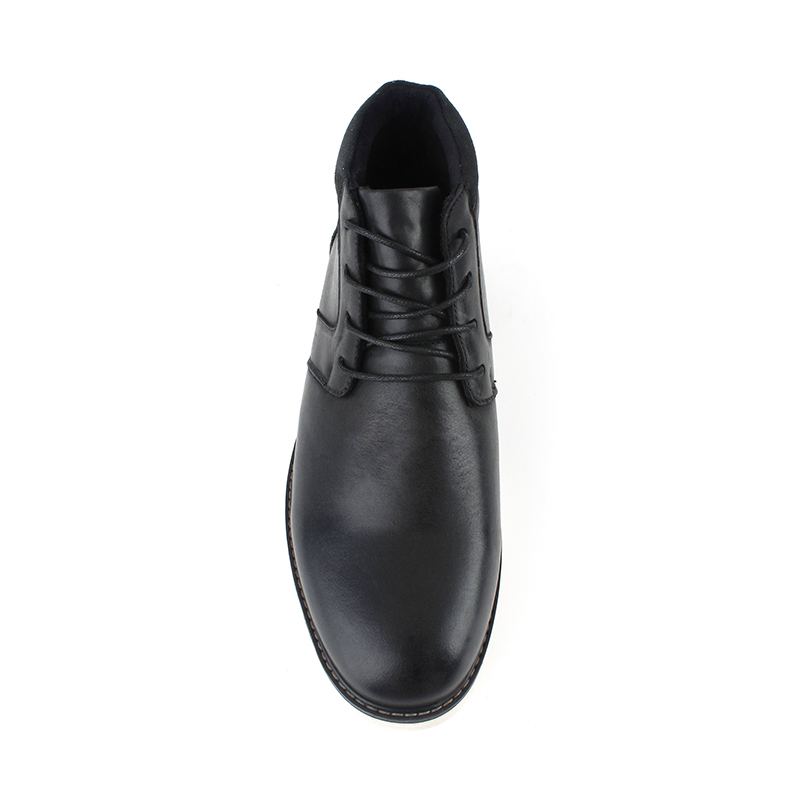 Bottes chukka en cuir noir pour homme, avec semelle contrastée