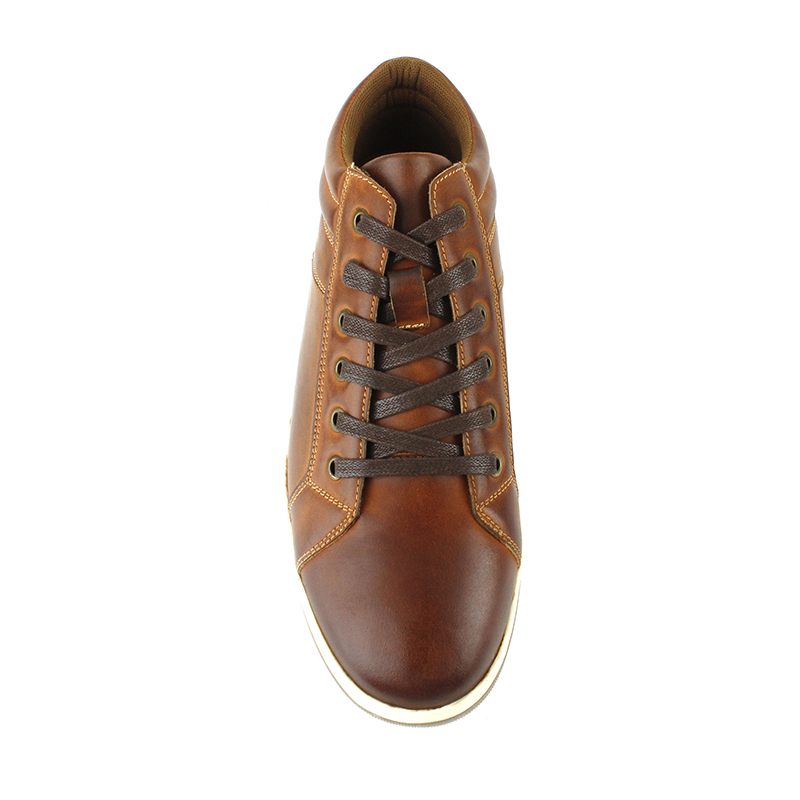 Zapatos casuales de hombre de caña media de cuero bruñido de estilo vintage