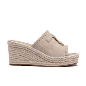 Woven Strap Espadrille Platform Wedge Mules | Suede Open Toe Slip On Wedge Sandals for Women