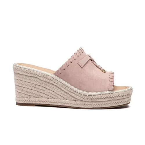 Woven Strap Espadrille Platform Wedge Mules | Suede Open Toe Slip On Wedge Sandals for Women