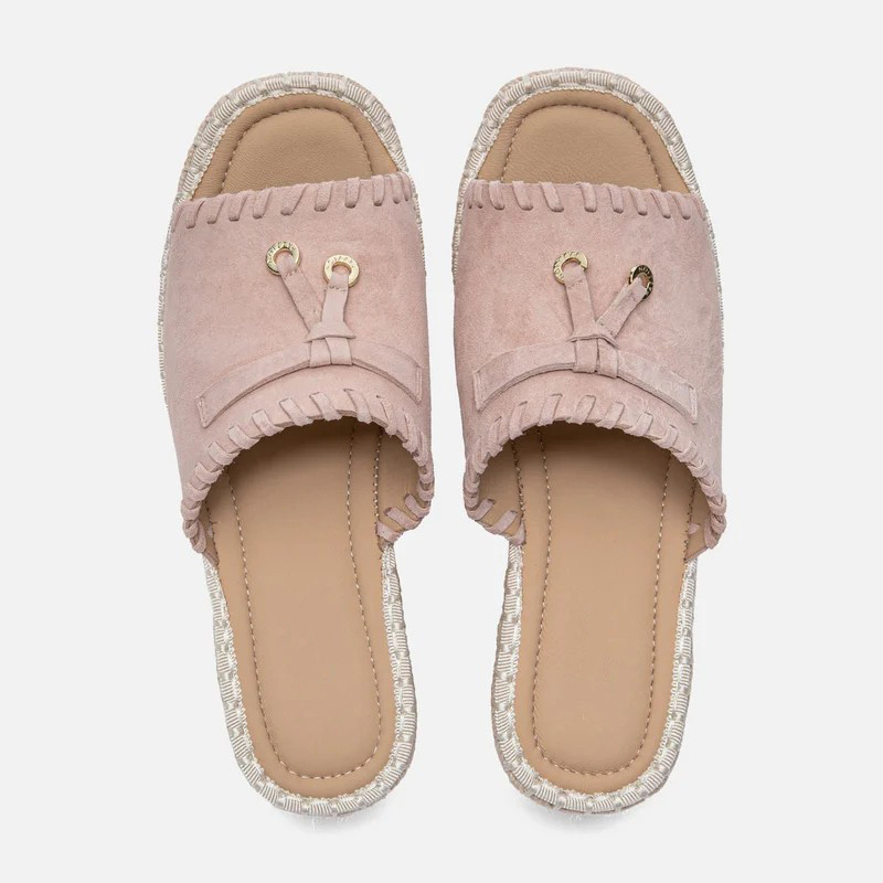 Woven Strap Espadrille Platform Wedge Mules | Suede Open Toe Slip On Wedge Sandals for Women