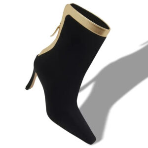 Gold Metallic Trim High Heel Ankle Boots
