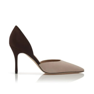 Two Tone D'Orsay Pointed Toe Stiletto Heels | Suede High Heel Pumps for Women