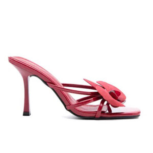 Orchid Floral Square Toe Metallic Stiletto Mules