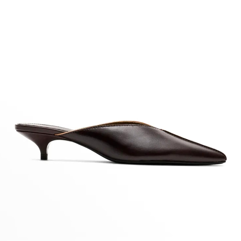 Pointed Toe Kitten Heel Mules