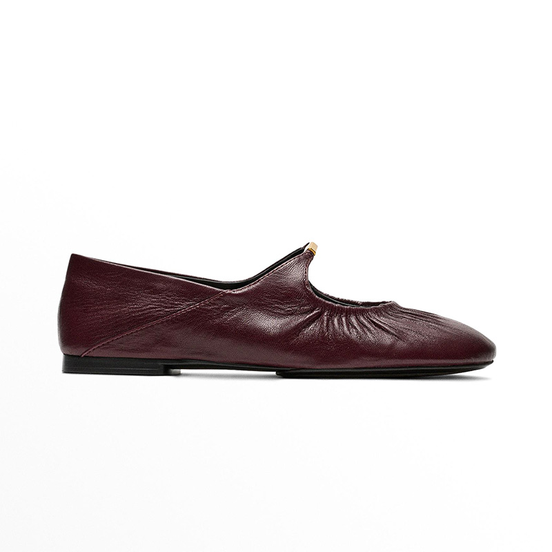 Gathered Mary Jane Flat Ballet Shoes