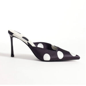 Mules à talons aiguilles à bout pointu à pois