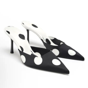 Mules à talons aiguilles à bout pointu à pois
