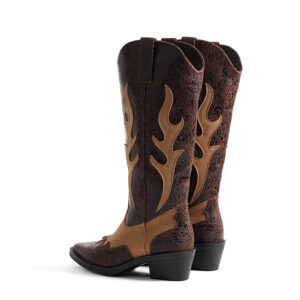 Botas vaqueras occidentales con incrustaciones de contraste agrietado
