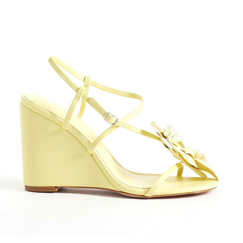 3D Floral Ankle Strap Wedge Sandals