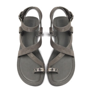 Metal Toe Ring Crisscross Strap Flat Sandals