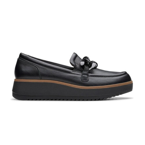 Chain Detail Platform Wedge Loafers