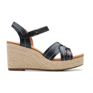 Black Crisscross Strap Espadrille Wedge Sandals