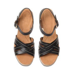 Black Crisscross Strap Espadrille Wedge Sandals