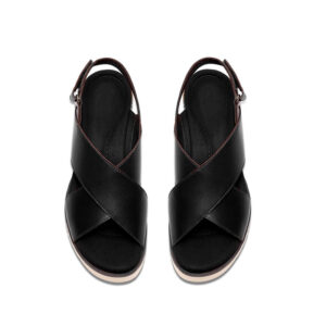 Sandalias de plataforma con cuña de corcho y tiras cruzadas de cuero