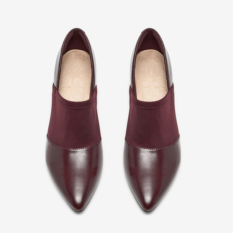 Escarpins à bout pointu et talon incurvé, en tissu mélangé