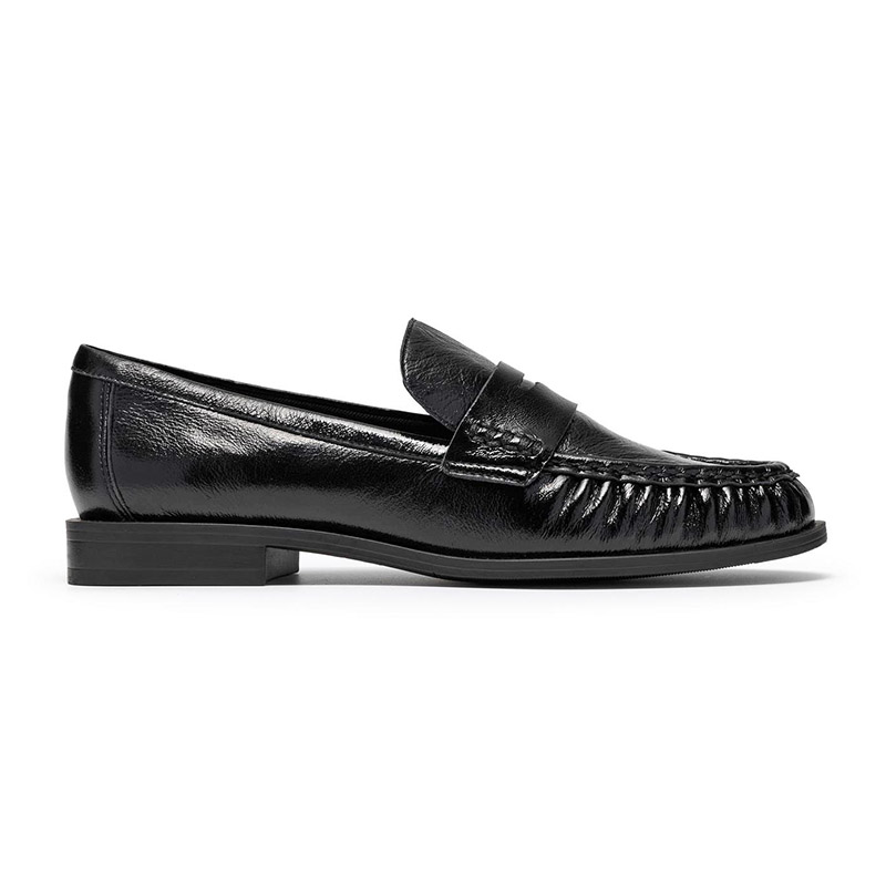 Ruched Patent Leather Penny Loafers