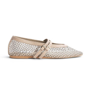 Mesh Rhinestone Double Strap Mary Jane Flats