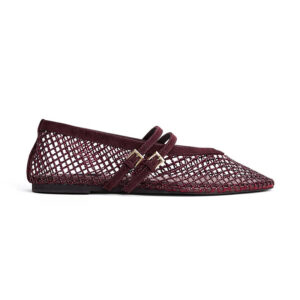 Mesh Rhinestone Double Strap Mary Jane Flats