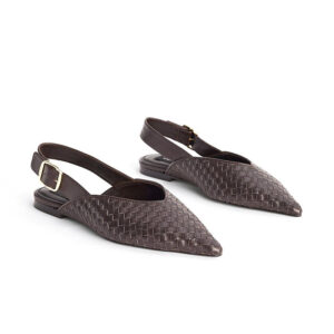 Woven Pointed Toe Slingback Flats
