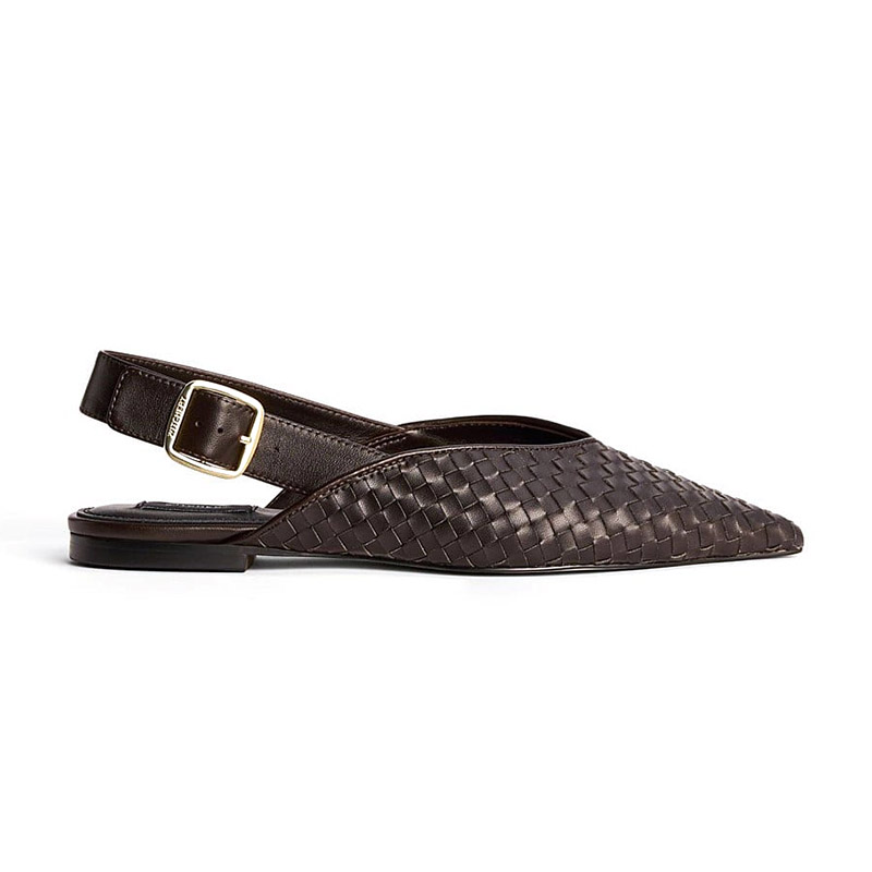 Woven Pointed Toe Slingback Flats