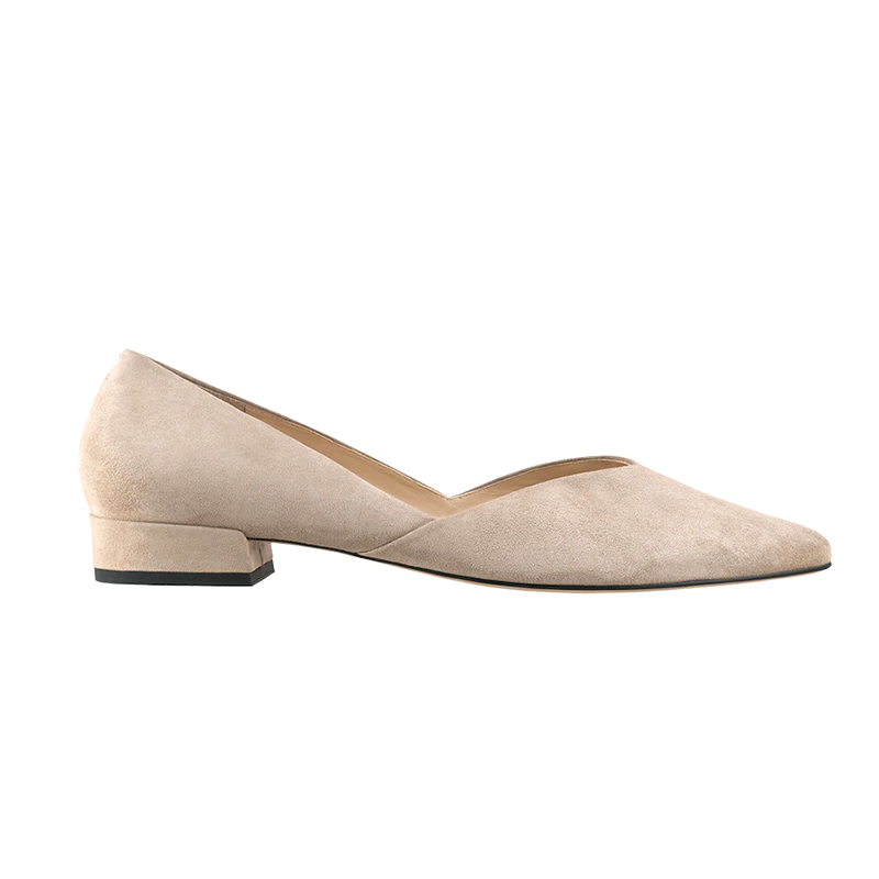 Zapatos de tacón bajo con punta cuadrada y corte en V