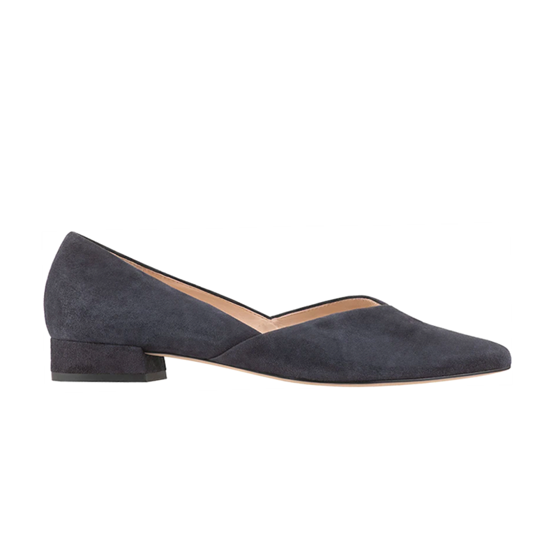 Zapatos de tacón bajo con punta cuadrada y corte en V