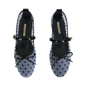 Polka Dot Mesh Mary Jane Flat Shoes