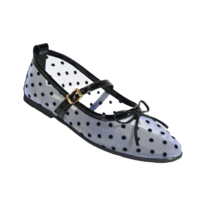 Polka Dot Mesh Mary Jane Flat Shoes