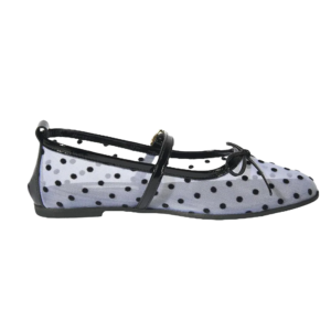 Polka Dot Mesh Mary Jane Flat Shoes
